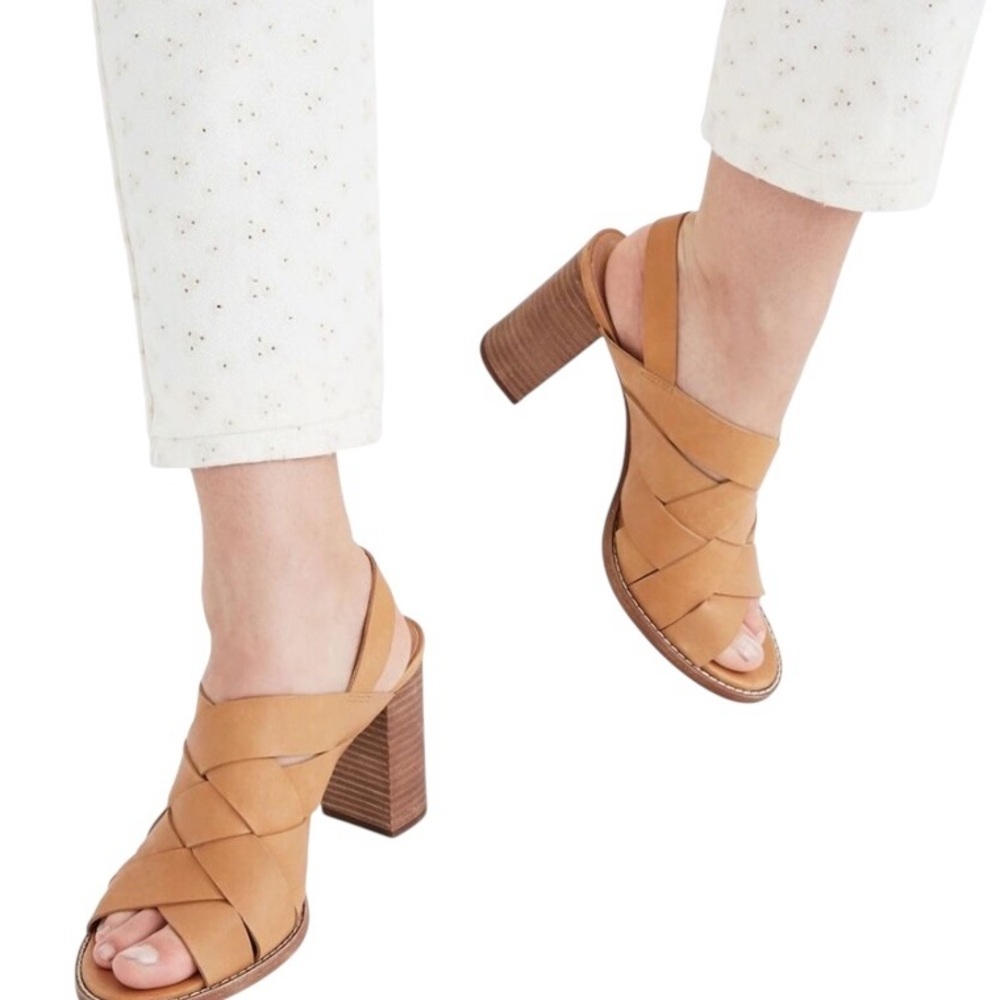 Women’s Cindy Tan Leather Strappy Block Heel Sandals